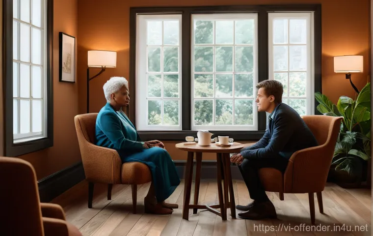 범죄자의 자백을 이끌어내는 심리 기법 - **Prompt 1: Empathetic Connection through Non-Verbal Cues**
    "A scene capturing a deep, empatheti...