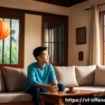Home 22 소년 범죄자의 보호관찰 제도 - A warm and supportive family scene in a Vietnamese household, featuring a teenage boy wearing casual...
