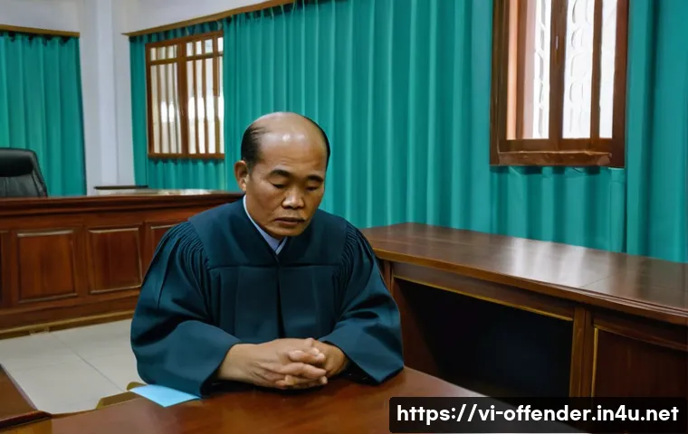 정신질환 범죄자와 형사책임 논란 - A professional courtroom scene in Vietnam showing a judge and legal experts discussing the mental he...